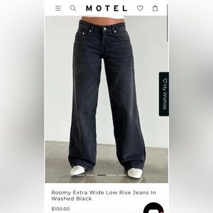 Motel Roomy Extra Wide Low Rise Jeans Washed Black W26 L32